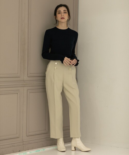 OPAQUE.CLIP（オペークドットクリップ）の「◆【LANATEC(R)/ラナテック】ダブルフェイス マリンパンツ（その他パンツ・レディース・イエロー/ライトベージュ/ネイビー・36/38/40/34/42）」の6枚目の写真