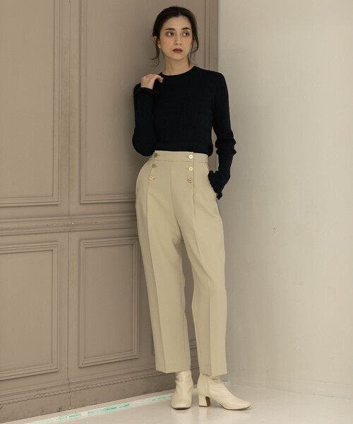 OPAQUE.CLIP（オペークドットクリップ）の「◆【LANATEC(R)/ラナテック】ダブルフェイス マリンパンツ（その他パンツ・レディース・イエロー/ライトベージュ/ネイビー・36/38/40/34/42）」の5枚目の写真