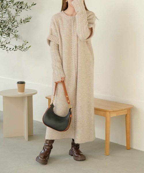 Bab（バブ）の「配色カラーラウンドショルダーバッグ（ショルダーバッグ・レディース・ブラック/アイボリー・ONESIZE）」の9枚目の写真