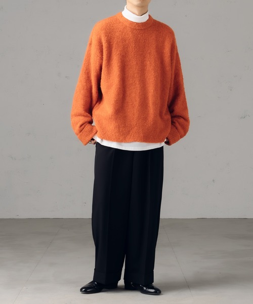 epnok（エプノック）の「ベーシックルーズブークレニット（ニット/セーター・メンズ・イエロー/オレンジ/ライトベージュ・SMALL/LARGE/MEDIUM）」の7枚目の写真