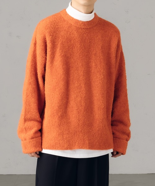 epnok（エプノック）の「ベーシックルーズブークレニット（ニット/セーター・メンズ・イエロー/オレンジ/ライトベージュ・SMALL/LARGE/MEDIUM）」の4枚目の写真