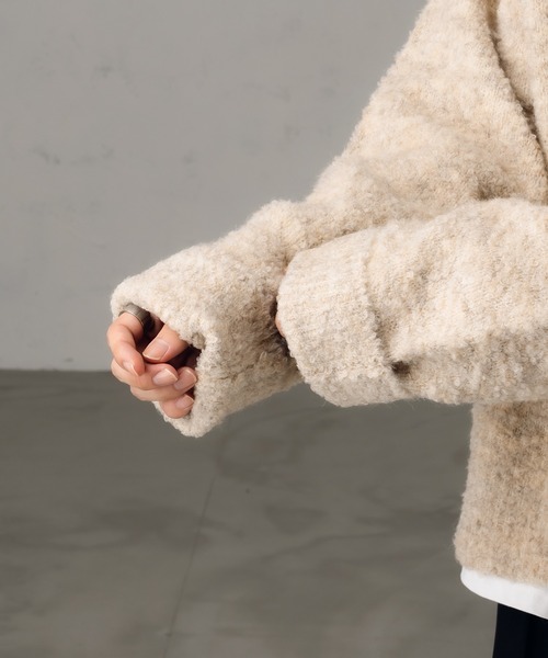 epnok（エプノック）の「ベーシックルーズブークレニット（ニット/セーター・メンズ・イエロー/オレンジ/ライトベージュ・SMALL/LARGE/MEDIUM）」の20枚目の写真