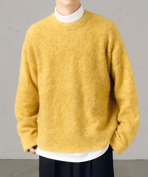 epnok（エプノック）の「ベーシックルーズブークレニット（ニット/セーター・メンズ・イエロー/オレンジ/ライトベージュ・SMALL/LARGE/MEDIUM）」の22枚目の写真