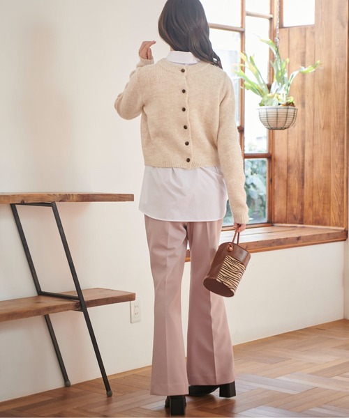 FREE'S MART（フリーズマート）の「◆前後2Wayコンパクトクルーネックカーディガン（ニット/セーター・レディース・グリーン/ブラウン/ホワイト・FREE）」の4枚目の写真