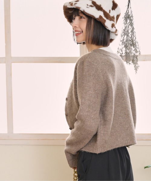 FREE'S MART（フリーズマート）の「◆前後2Wayコンパクトクルーネックカーディガン（ニット/セーター・レディース・グリーン/ブラウン/ホワイト・FREE）」の17枚目の写真