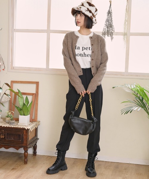 FREE'S MART（フリーズマート）の「◆前後2Wayコンパクトクルーネックカーディガン（ニット/セーター・レディース・グリーン/ブラウン/ホワイト・FREE）」の14枚目の写真