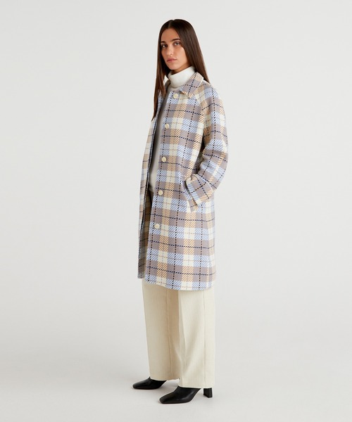 BENETTON (UNITED COLORS OF BENETTON)(ベネトンユナイテッドカラーズオブベネトン)の「ウールチェックステンカラーコート(ステンカラーコート・レディース・ブラウン系その他・40/42/44/38)」の6枚目の写真