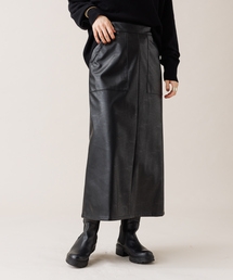 Rouge vif | エコレザーフレアスカート(スカート)