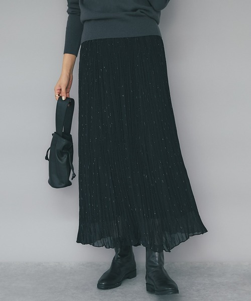 RIVE DROITE（リヴドロワ）の「リラックス感と華やかさを兼ね備えた/キラキラプリーツスカート（スカート・レディース・アイボリー/ブラック・FREE）」の2枚目の写真