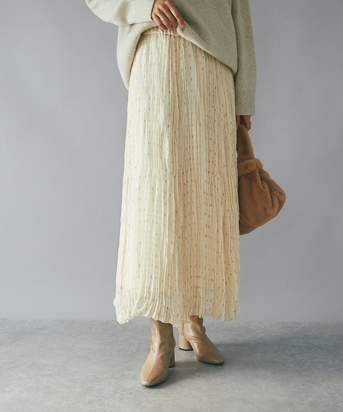 RIVE DROITE（リヴドロワ）の「リラックス感と華やかさを兼ね備えた/キラキラプリーツスカート（スカート・レディース・アイボリー/ブラック・FREE）」の3枚目の写真