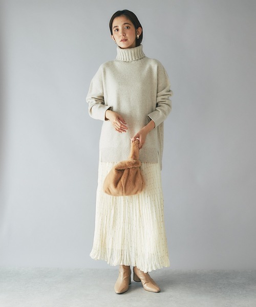 RIVE DROITE（リヴドロワ）の「リラックス感と華やかさを兼ね備えた/キラキラプリーツスカート（スカート・レディース・アイボリー/ブラック・FREE）」の4枚目の写真