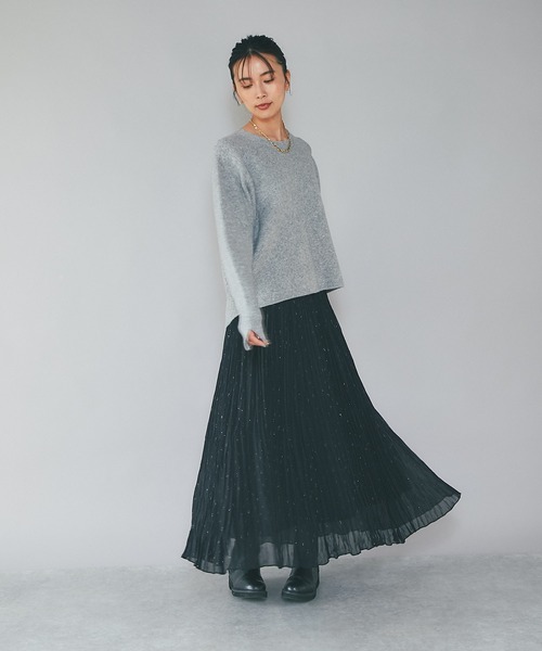 RIVE DROITE（リヴドロワ）の「リラックス感と華やかさを兼ね備えた/キラキラプリーツスカート（スカート・レディース・アイボリー/ブラック・FREE）」の12枚目の写真