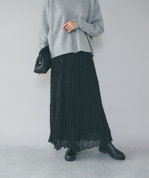 RIVE DROITE（リヴドロワ）の「リラックス感と華やかさを兼ね備えた/キラキラプリーツスカート（スカート・レディース・アイボリー/ブラック・FREE）」の13枚目の写真