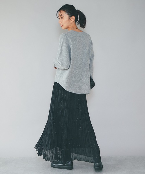 RIVE DROITE（リヴドロワ）の「リラックス感と華やかさを兼ね備えた/キラキラプリーツスカート（スカート・レディース・アイボリー/ブラック・FREE）」の18枚目の写真