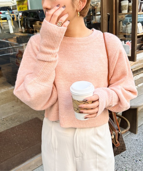 Ambre Ciel（アンブルシエル）の「もちもち柔らか。アームウォーマー風ニット／【WEB/EC限定商品】（ニット/セーター・レディース・ピンク/オレンジ/アイボリー・FREE）」の11枚目の写真