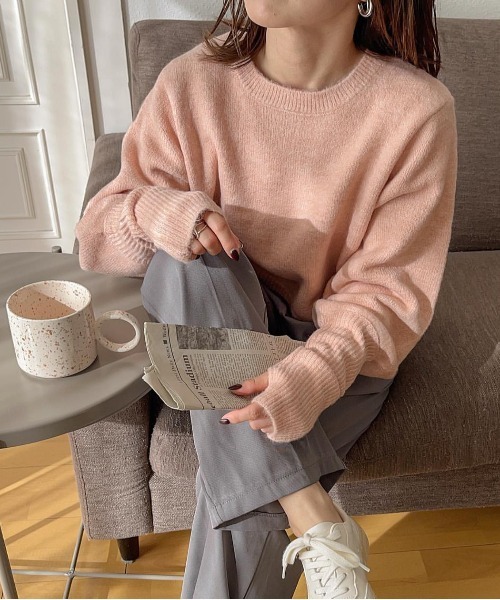 Ambre Ciel（アンブルシエル）の「もちもち柔らか。アームウォーマー風ニット／【WEB/EC限定商品】（ニット/セーター・レディース・ピンク/オレンジ/アイボリー・FREE）」の21枚目の写真