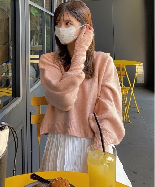 Ambre Ciel（アンブルシエル）の「もちもち柔らか。アームウォーマー風ニット／【WEB/EC限定商品】（ニット/セーター・レディース・ピンク/オレンジ/アイボリー・FREE）」の18枚目の写真