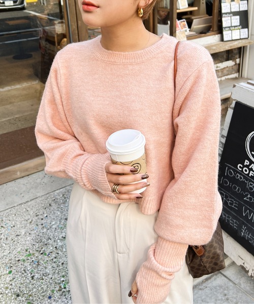 Ambre Ciel（アンブルシエル）の「もちもち柔らか。アームウォーマー風ニット／【WEB/EC限定商品】（ニット/セーター・レディース・ピンク/オレンジ/アイボリー・FREE）」の20枚目の写真