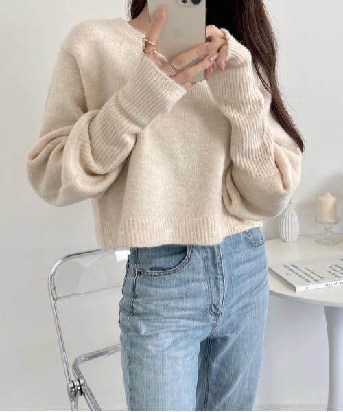 Ambre Ciel（アンブルシエル）の「もちもち柔らか。アームウォーマー風ニット／【WEB/EC限定商品】（ニット/セーター・レディース・ピンク/オレンジ/アイボリー・FREE）」の16枚目の写真