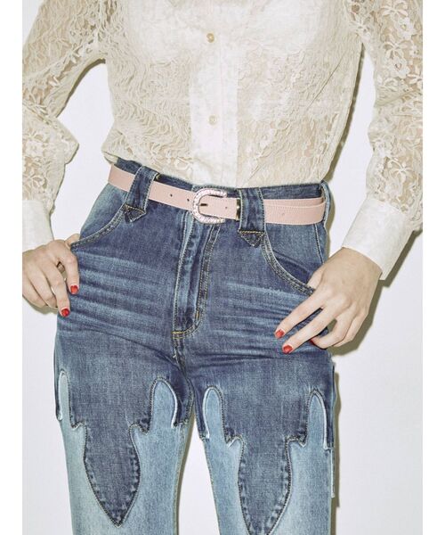 jouetie（ジュエティ）の「ラインストーンバックルベルト（ベルト・レディース・オフホワイト/ブラック/ピンク・FREE）」の3枚目の写真