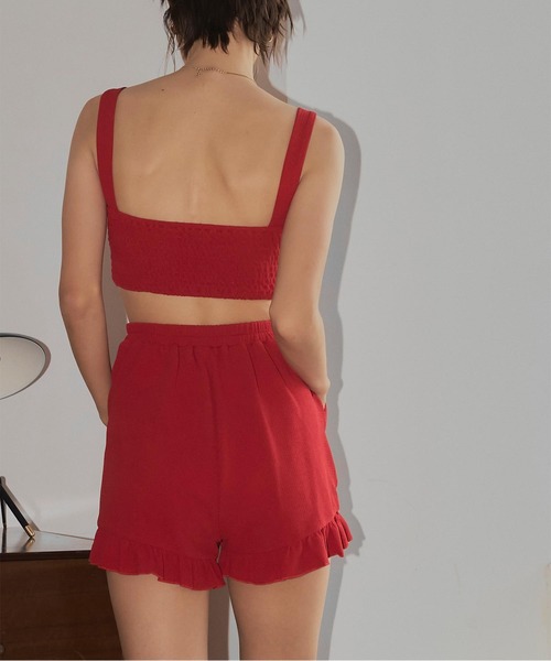 SEA DRESS（シードレス）の「裾フリルショートパンツ/水着（ラッシュガード・レディース・カーキ/レッド/ブラック・S/M/L）」の16枚目の写真