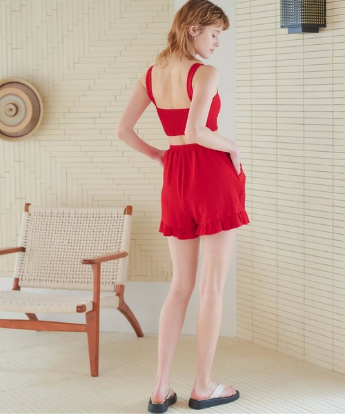 SEA DRESS（シードレス）の「裾フリルショートパンツ/水着（ラッシュガード・レディース・カーキ/レッド/ブラック・S/M/L）」の11枚目の写真