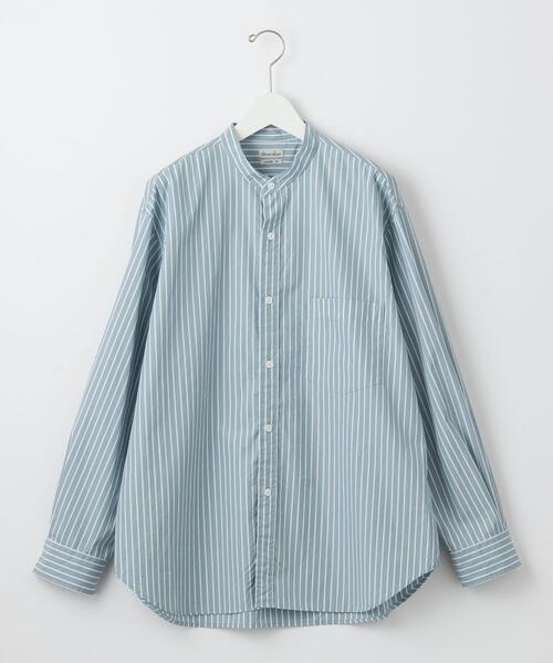 Steven Alan(スティーブンアラン)の「<Steven Alan> LEGGIUNO LONDON/STRIPE BAND COLLAR SHIRT -LOOSE/シャツ(シャツ/ブラウス・メンズ・コバルトブルー/ベージュ/ライム・L/S/XL/M)」の2枚目の写真
