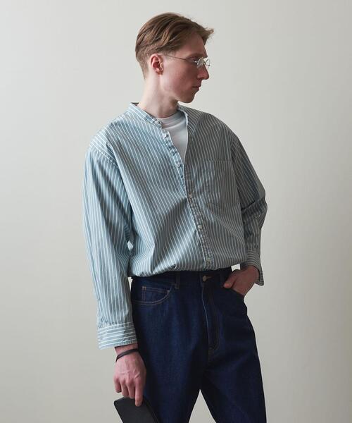 Steven Alan(スティーブンアラン)の「<Steven Alan> LEGGIUNO LONDON/STRIPE BAND COLLAR SHIRT -LOOSE/シャツ(シャツ/ブラウス・メンズ・コバルトブルー/ベージュ/ライム・L/S/XL/M)」の13枚目の写真