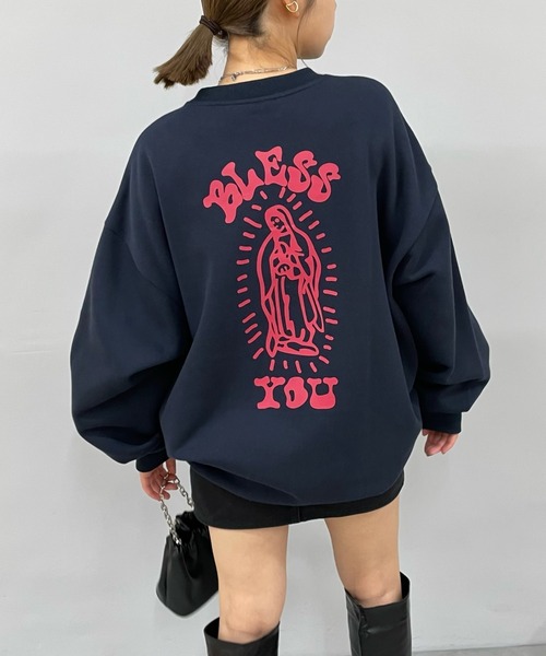 WHO'S WHO gallery（フーズフーギャラリー）の「【BLESS YOU/ブレスユー】マリア刺繍スウェット（スウェット・レディース・ブラック/ホワイト/ネイビー/アッシュグレー・FREE）」の4枚目の写真