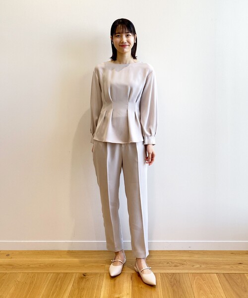 OPAQUE.CLIP（オペークドットクリップ）の「◆ガルーダダブルクロス ペプラムブラウス（シャツ/ブラウス・レディース・ライトグレー/ホワイト系/ブラック・36/38/40/42）」の12枚目の写真