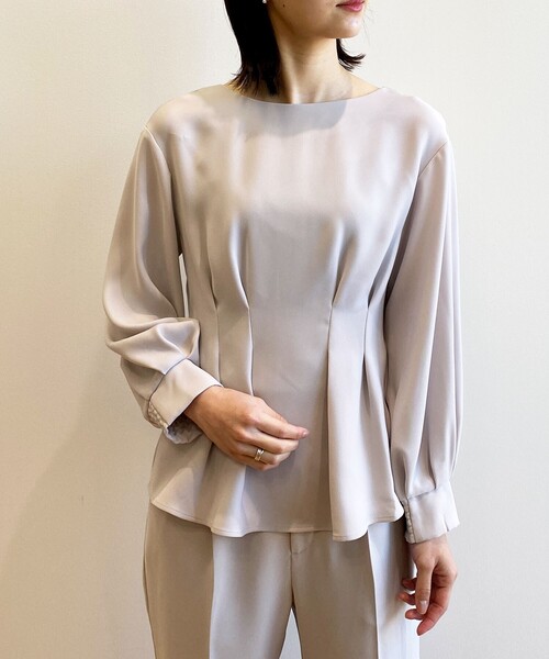 OPAQUE.CLIP（オペークドットクリップ）の「◆ガルーダダブルクロス ペプラムブラウス（シャツ/ブラウス・レディース・ライトグレー/ホワイト系/ブラック・36/38/40/42）」の4枚目の写真