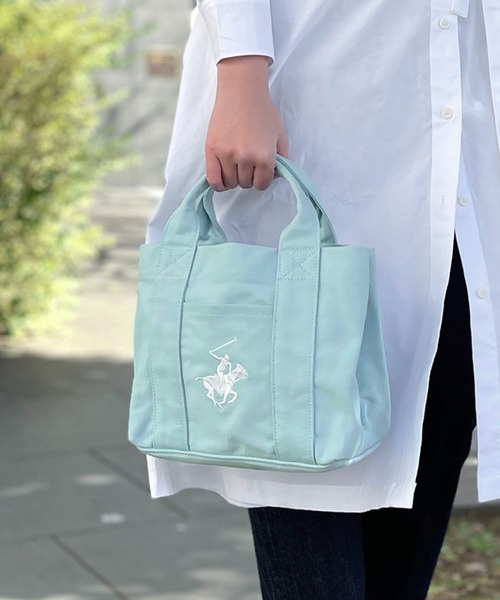 BEVERLY HILLS POLO CLUB(ビバリーヒルズポロクラブ)の「BEVERLY HILLS POLO CLUB/ビバリーヒルズポロクラブ キャンバス ミニトートバッグ ブランド ロゴ ポニー 刺繍 BHPC ハンドバッグ(トートバッグ・レディース・サックスブルー/ホワイト系その他2/ホワイト系その他/ブラック/ホワイト系その他3/ホワイト系その他4・FREE)」の6枚目の写真