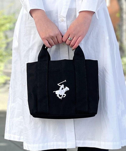 BEVERLY HILLS POLO CLUB(ビバリーヒルズポロクラブ)の「BEVERLY HILLS POLO CLUB/ビバリーヒルズポロクラブ キャンバス ミニトートバッグ ブランド ロゴ ポニー 刺繍 BHPC ハンドバッグ(トートバッグ・レディース・サックスブルー/ホワイト系その他2/ホワイト系その他/ブラック/ホワイト系その他3/ホワイト系その他4・FREE)」の12枚目の写真