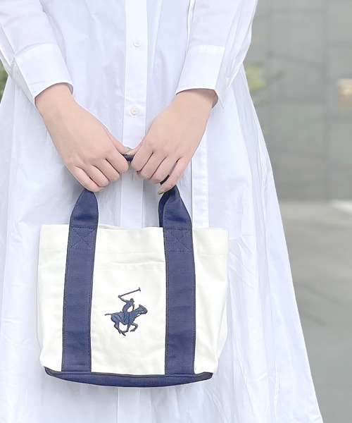 BEVERLY HILLS POLO CLUB(ビバリーヒルズポロクラブ)の「BEVERLY HILLS POLO CLUB/ビバリーヒルズポロクラブ キャンバス ミニトートバッグ ブランド ロゴ ポニー 刺繍 BHPC ハンドバッグ(トートバッグ・レディース・サックスブルー/ホワイト系その他2/ホワイト系その他/ブラック/ホワイト系その他3/ホワイト系その他4・FREE)」の10枚目の写真