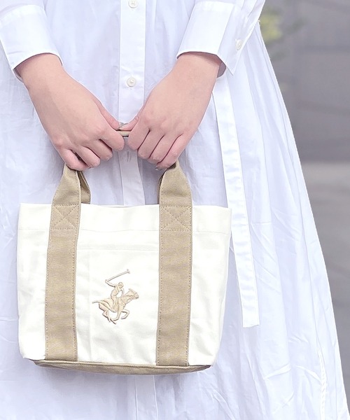 BEVERLY HILLS POLO CLUB(ビバリーヒルズポロクラブ)の「BEVERLY HILLS POLO CLUB/ビバリーヒルズポロクラブ キャンバス ミニトートバッグ ブランド ロゴ ポニー 刺繍 BHPC ハンドバッグ(トートバッグ・レディース・サックスブルー/ホワイト系その他2/ホワイト系その他/ブラック/ホワイト系その他3/ホワイト系その他4・FREE)」の8枚目の写真