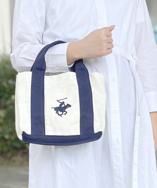 BEVERLY HILLS POLO CLUB(ビバリーヒルズポロクラブ)の「BEVERLY HILLS POLO CLUB/ビバリーヒルズポロクラブ キャンバス ミニトートバッグ ブランド ロゴ ポニー 刺繍 BHPC ハンドバッグ(トートバッグ・レディース・サックスブルー/ホワイト系その他2/ホワイト系その他/ブラック/ホワイト系その他3/ホワイト系その他4・FREE)」の7枚目の写真