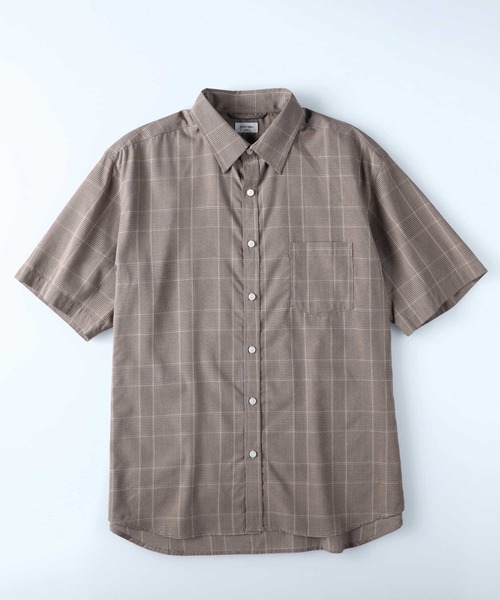 PLUS ONE（プラスワン）の「【接触冷感】【PLUS ONE】サラサラCOOL半袖シャツ / 吸水速乾（シャツ/ブラウス・メンズ・サックスブルー/ベージュ/ブラック×グレー/ケリーグリーン/ブラウン/ブラック・L/M/XL/S）」の9枚目の写真