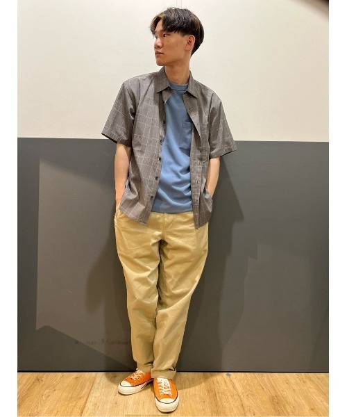 PLUS ONE（プラスワン）の「【接触冷感】【PLUS ONE】サラサラCOOL半袖シャツ / 吸水速乾（シャツ/ブラウス・メンズ・サックスブルー/ベージュ/ブラック×グレー/ケリーグリーン/ブラウン/ブラック・L/M/XL/S）」の18枚目の写真