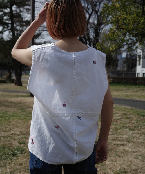 BEAVER（ビーバー）の「INDIA IS BEAUTIFUL/インディアイズビューティフル　COTTON LINEN VEST　コットンリネンベスト　RD-23SS-012（ベスト・レディース・ホワイト・FREE）」の7枚目の写真