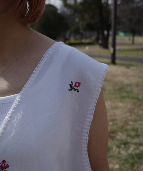 BEAVER（ビーバー）の「INDIA IS BEAUTIFUL/インディアイズビューティフル　COTTON LINEN VEST　コットンリネンベスト　RD-23SS-012（ベスト・レディース・ホワイト・FREE）」の11枚目の写真