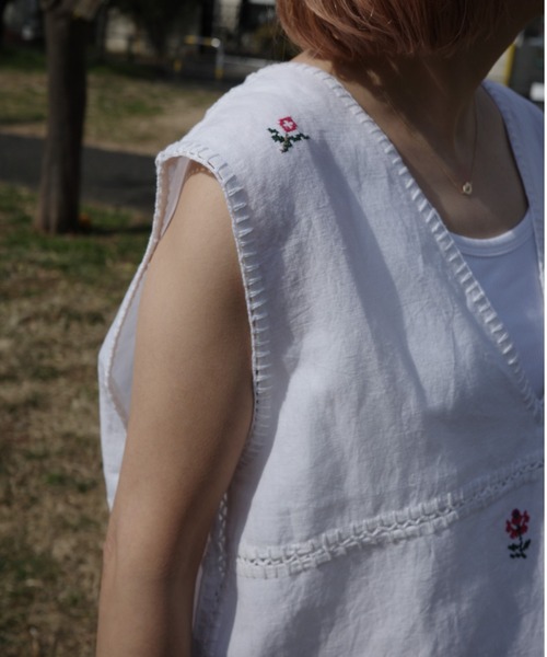 BEAVER（ビーバー）の「INDIA IS BEAUTIFUL/インディアイズビューティフル　COTTON LINEN VEST　コットンリネンベスト　RD-23SS-012（ベスト・レディース・ホワイト・FREE）」の6枚目の写真