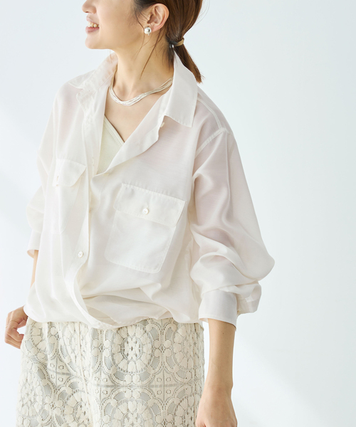 【IÉNA】ポリエステルシアーカシュクールシャツ IENA（イエナ）の「ポリエステルシアーカシュクールシャツ（シャツ