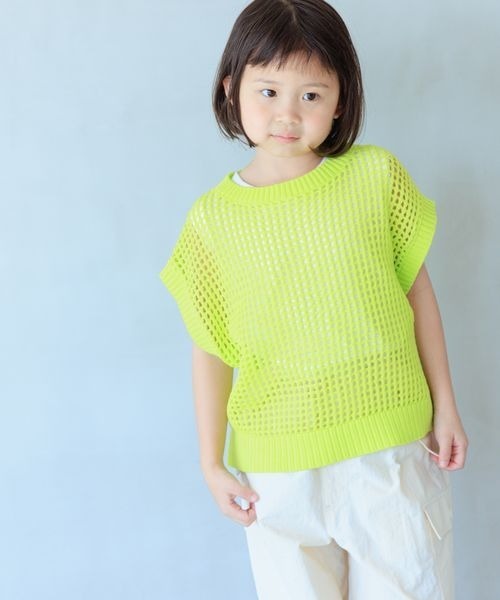 LOWRYS FARM（ローリーズファーム）の「メッシュニットプルオーバー　190384（ニット/セーター・キッズ・ホワイト/イエロー/ブルー・110cm/120cm/130cm/140cm/150cm）」の3枚目の写真