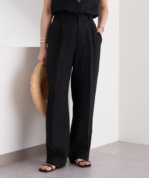 シーナリー shenery リネンタックパンツ シーナリー SHENERY リネンタックパンツ （BLK） -ファッション