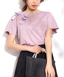 ◆【大人の甘さをプラス。】袖フレアリボンデザインT