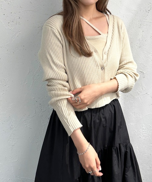 セール】変形ニットキャミ+カーディガンセット【ZOZOTOWN限定アイテム