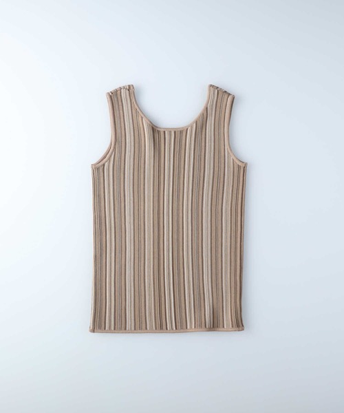 HONEYSUCKLE ROSE(ハニーサックルローズ)の「【HONEYSUCKLE ROSE】ストライプタンクトップ(タンクトップ・レディース・ベージュ/パープル/オフホワイト・M/L)」の8枚目の写真