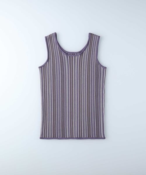 HONEYSUCKLE ROSE(ハニーサックルローズ)の「【HONEYSUCKLE ROSE】ストライプタンクトップ(タンクトップ・レディース・ベージュ/パープル/オフホワイト・M/L)」の9枚目の写真