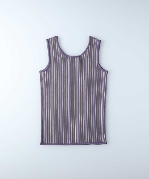 HONEYSUCKLE ROSE(ハニーサックルローズ)の「【HONEYSUCKLE ROSE】ストライプタンクトップ(タンクトップ・レディース・ベージュ/パープル/オフホワイト・M/L)」の10枚目の写真