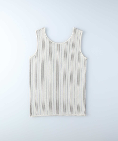 HONEYSUCKLE ROSE(ハニーサックルローズ)の「【HONEYSUCKLE ROSE】ストライプタンクトップ(タンクトップ・レディース・ベージュ/パープル/オフホワイト・M/L)」の6枚目の写真